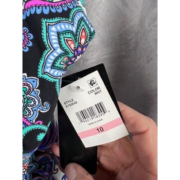 Island Escape Womens Size 10 Paisley Print Underwire High Neck Tankini - Picture 4 of 7